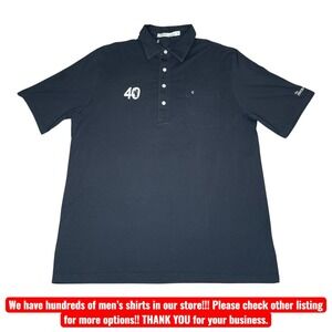 Criquet Polo Shirt Mens Large Black 40th Anniversary Pocket Golf Pima Cotton‎